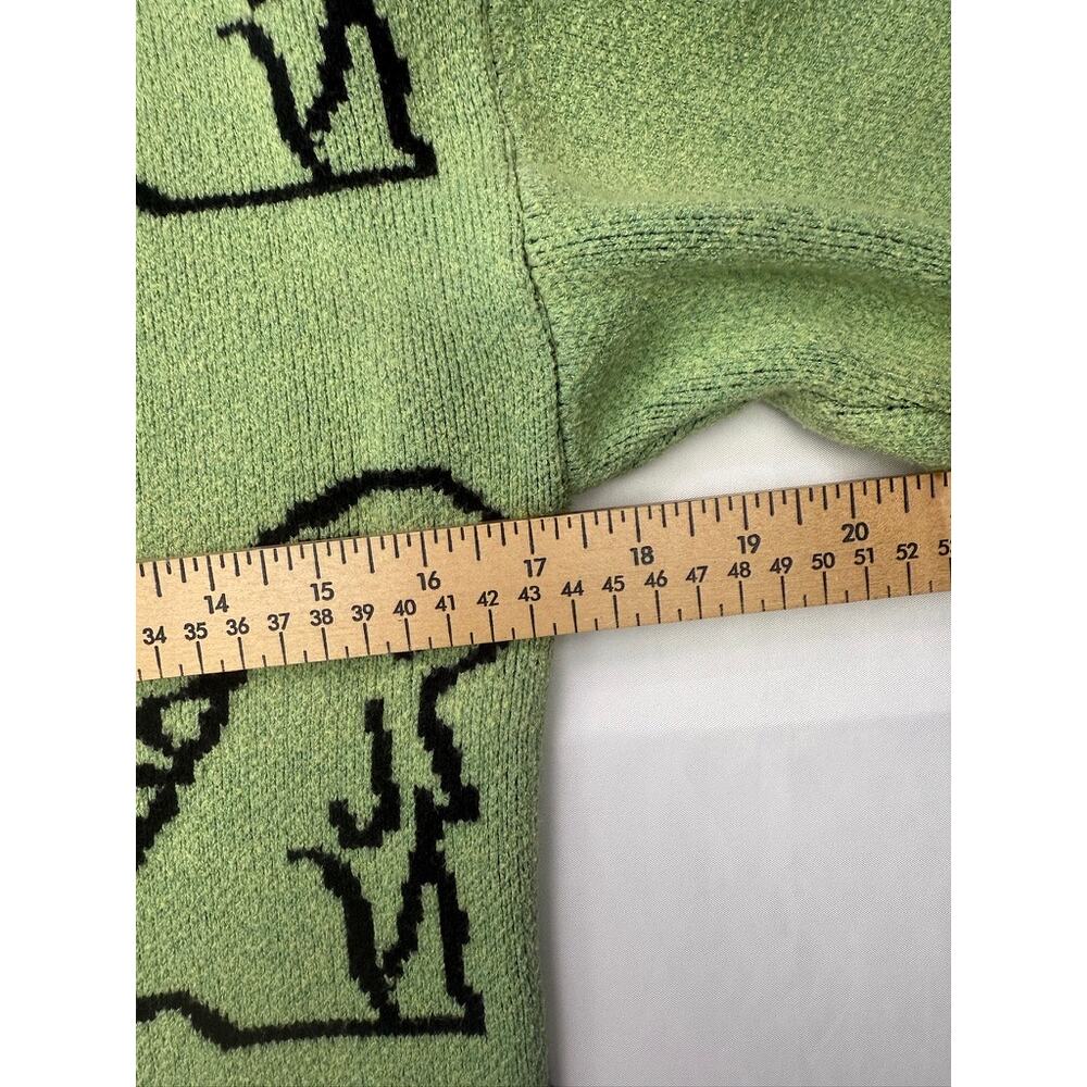 Green Dinosaur Cartoon Knit Sweater Unisex Small Crewneck Graphic Pullover - Picture 6 of 11